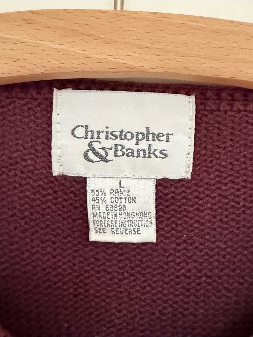 Christopher & Banks Burgundy Cardigan with Blue Floral Appliqué - Picture 4 of 5
